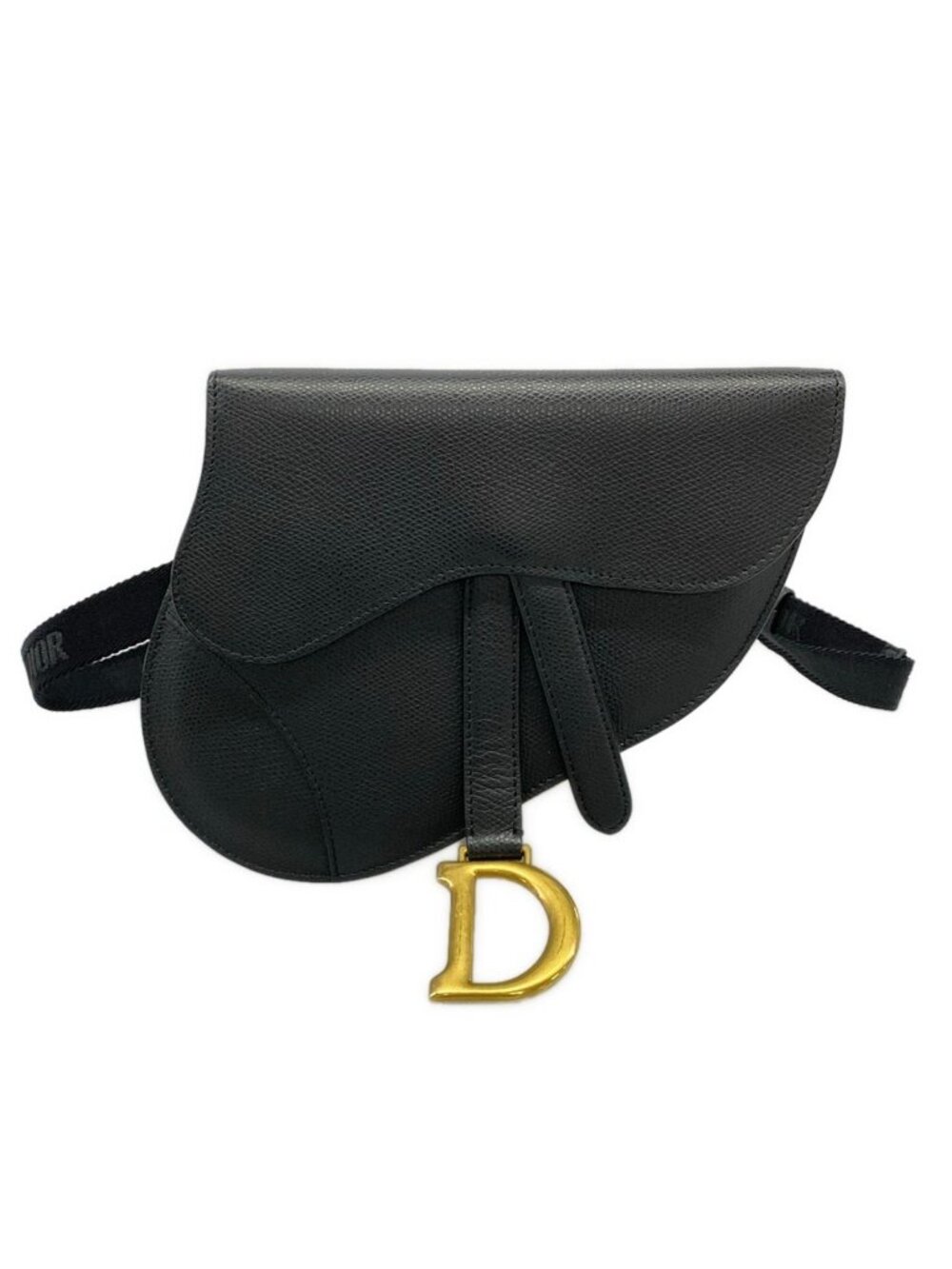 Dior Waist Pouch Saddle Bag Black Leather